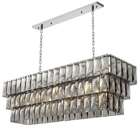 Lustra suspendata design LUX Amazone Rectangular, nickel/ sticla fumurie 115383 HZ