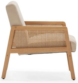 Fotoliu bej țesut cu tapițerie din catifea reiată Debra – Marckeric