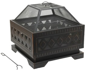 Șemineu cu capac pătrat Cattara 13009, 63,5 x 63,5x 62 cm