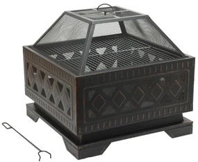Șemineu cu capac pătrat Cattara 13009, 63,5 x 63,5x 62 cm