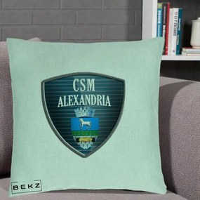 Perna Personalizata CSM Alexandria Fotbal, 40x40 cm, Verde Menta, Husa Detasabila, Perna Inclusa, BEKZ®