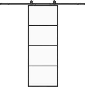 vidaXL Ușă glisantă cu set de feronerie neagră 76x205 cm Sticlă ESG