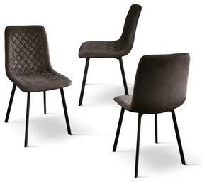 PAZZO DESIGN Set de 4 scaune Arianna din catifea maro cu picioare metalice | Aosom Romania