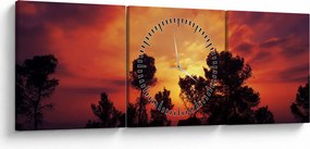 Tablou apus de soare (cu ceas) (90x30 cm)