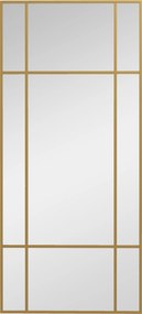 HOMCOM Oglindă de Perete Dreptunghiulară, Oglindă Tip Fereastră cu Cadru Metalic, Oglindă Decorativă Suspendată, 110x2x50 cm, Auriu | Aosom Romania