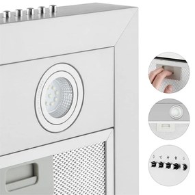 Zarah, hotă de aburi, kit de recirculare a aerului, 60 cm, 620 m³ / h, filtru activ de carbon