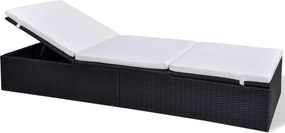 vidaXL Șezlong Negru poliratan