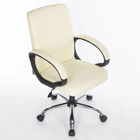 RESIGILAT-Scaun birou, SIB014, Piele ecologică, Alb perlat,