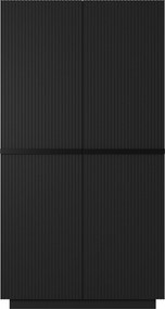 Dulap Nicole dormitor cu două sertare 100 cm - negru mat / mânere negre