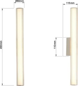Aplică LED pentru oglindă de baie LINEA, 8W, 230V, 3000/4000/6000K, IP44, 45 cm, alb