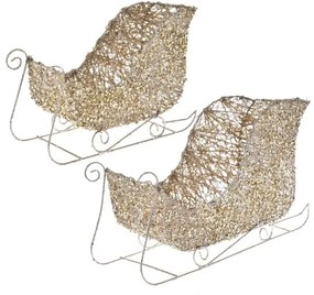 Set 2 saniute decor metalice Golden Glitter