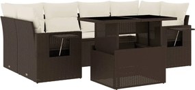 vidaXL Set canapele de grădină cu perne, 7 piese, maro, poliratan