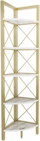Etajera REMO, auriu/alb cu efect de marmura, PAL melaminat, 31x33x160