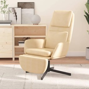 3097818 vidaXL Scaun de relaxare cu taburet, alb crem, catifea