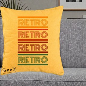 Perna Decorativa RETRO Text Multicolor, 40x40 cm, Galben, Husa Detasabila, Perna Inclusa, BEKZ®