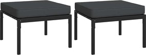 vidaXL Taburete de grădină cu perne gri, 2 buc., 60x60x35 cm, oțel