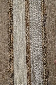 Covor din iută, lână și bumbac țesut manual, antiderapant, multicolor natural, 75 x 175 cm, 2200 GSM, „Jute Wool Carpet"