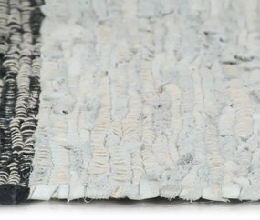 Covor Chindi tesut manual, gri si negru, 120x170 cm, piele Negru, 120 x 170 cm