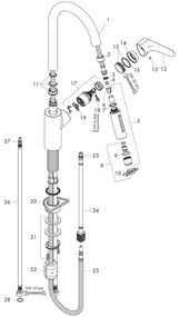 Baterie de bucatarie, Hansgrohe, Focus M41 240, monocomanda cu pipa extractibila, crom