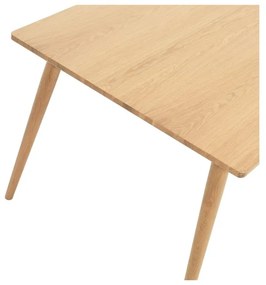 Masă de dining în culoare naturală extensibilă cu blat cu aspect de lemn de stejar 150x90 cm Barrali – Unique Furniture