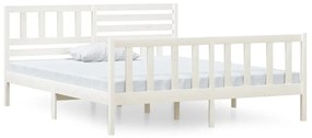 3101134 vidaXL Cadru de pat, alb, 140x190 cm, lemn masiv
