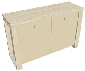 Dulap mic Verno+ S 140 x 46 x 90 cm, uși de sticlă, salcâm / vanilie