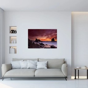 Tablou cu apus de soare pe mal (90x60 cm)
