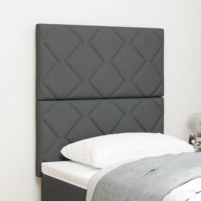 vidaXL Tăblia de pat cu Design cu Blocuri de Diamant Gri Închis 80 cm Fabricată din Material Textil