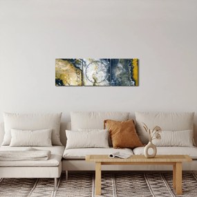 Tablou - Abstract auriu (cu ceas) (90x30 cm)