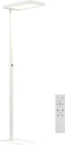 HOMCOM Lampă LED de podea, lumină prietenoasă cu ochii, lampă de podea cu telecomandă, luminozitate reglabilă, plastic, metal, alb | Aosom Romania
