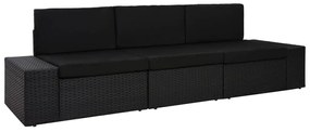 vidaXL Canapea modulară cu 3 locuri, negru, poliratan
