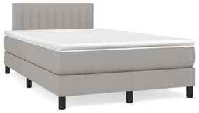 3140201 vidaXL Pat box spring cu saltea, gri deschis, 120x200 cm, textil