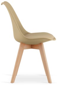 Set de masa 1 + 4, masa alba ADRIA 120x80 cm + scaun bej BALI MARK cu picioare din fag