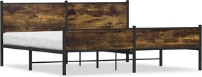 vidaXL Cadru pat metalic fără saltea, stejar fumuriu, 200x200 cm