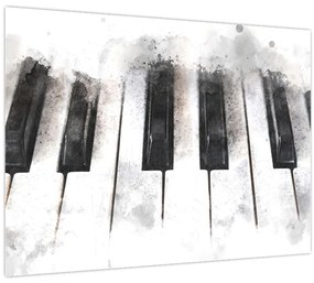 Tablou pe sticlă - Pian, acuarelă (70x50 cm)