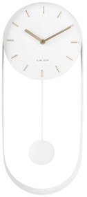 Ceas de perete cu pendul Karlsson Charm, alb
