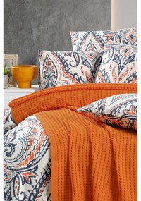 Cuvertură portocalie din bumbac 220x240 cm Waffle – Mila Home