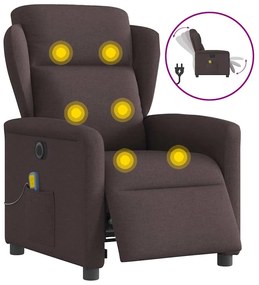 vidaXL Fotoliu electric de masaj rabatabil, maro închis, textil