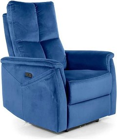 Fotoliu recliner cu functie de masaj NEPTUN M, stofa catifelata albast