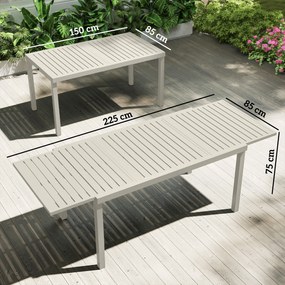 Outsunny Masă de Grădină Extensibilă pentru 6-8 Persoane, din Aluminiu cu Blat cu Lamele, Alb | Aosom Romania