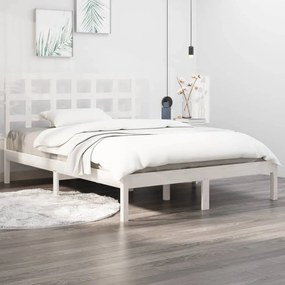 3105441 vidaXL Cadru de pat mic dublu, alb, 120x190 cm, lemn masiv