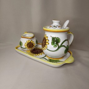 Set ceramică servit ceai model floarea soarelui