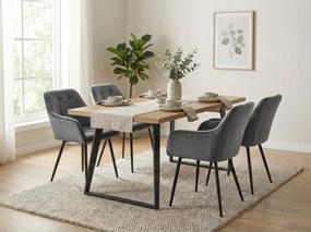 Fotoliu de sufragerie LOREN VELVET gri cu picioare negre