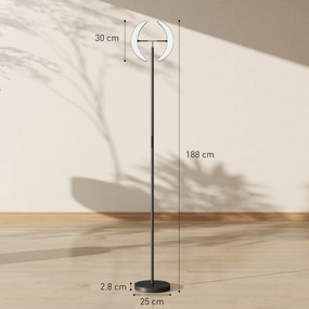 HOMCOM Lampă de Podea Dimmerabilă cu Telecomandă și Dublă Cap Girevole la 350°, Lampă de Podea cu Reglare Temperatură Culoare 2700K-6000K, pentru Sufragerie și Cameră, Negru | Aosom Romania