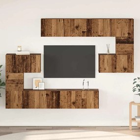 vidaXL Set comodă TV 8 pcs Lemn vechi 80 x 30 x 30 cm Lemn compozit