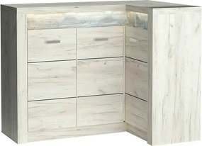 Comoda INDIANAPOLIS I15 dreapta, stejar craft alb, PAL laminat, cu 3 u