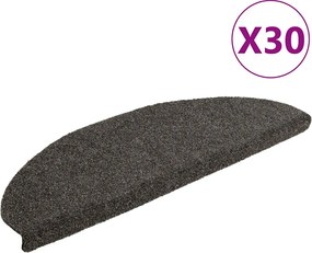 vidaXL Covorașe pentru scări autoadezive, 30 buc., 65x21x4 cm, antracit, semirotunde, mari