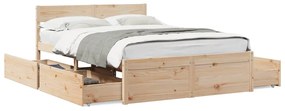 3282357 vidaXL Cadru de pat cu sertare, 135x190 cm, lemn masiv de pin