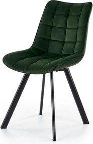 Scaun tapitat stofa K332, verde inchis/negru, catifea/metal, 46x61x84