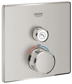 Baterie dus incastrata cu termostat Grohe Grohtherm SmartControl pentru 1 iesire crom periat Supersteel